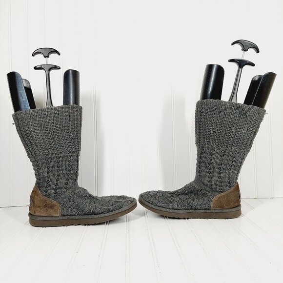 UGG Australia Womens Gray Button Cable Knit Leland Fold Over Boot 1000464 I181 - Picture 7 of 11
